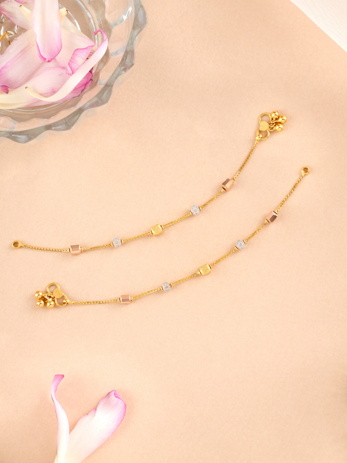Tri-Toned Beads Gold Anklet for Kids