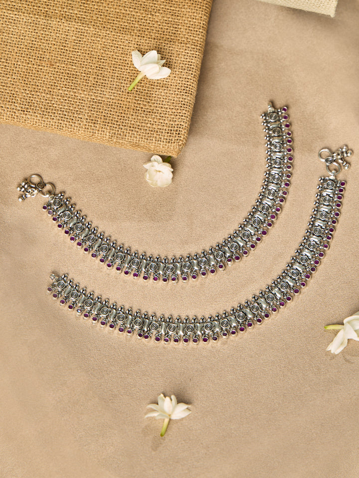 Ruby Twilight Antique Anklet