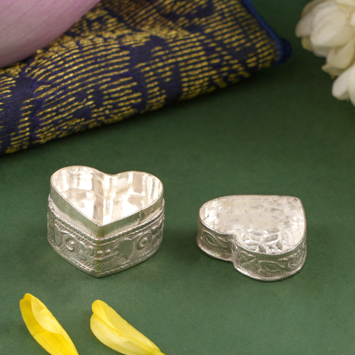 Silver Heart Shaped Sindoor Box