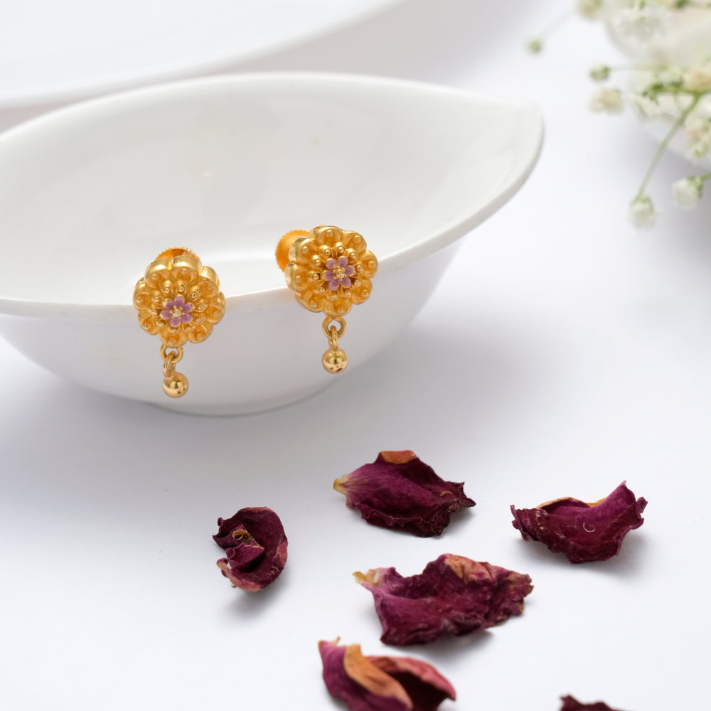 Flower Drop Design Golden Earring
