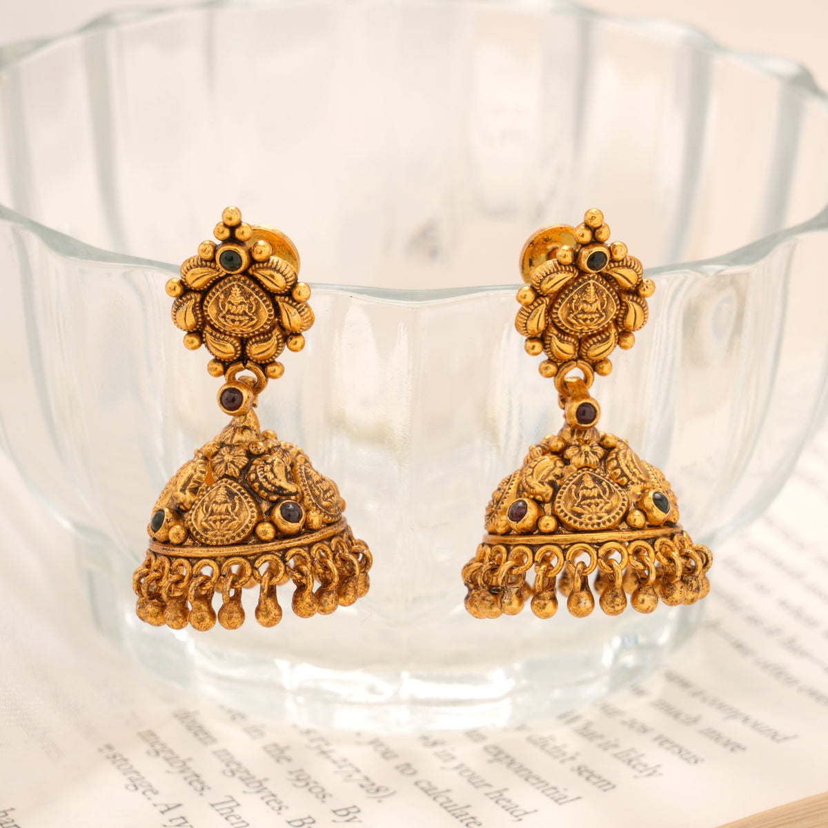 Heritage Antique Temple Gold Plated Jhumka