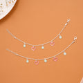 Pink Enamel Heart Silver Baby Anklets