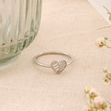 Elegant Heart Design Silver Ring