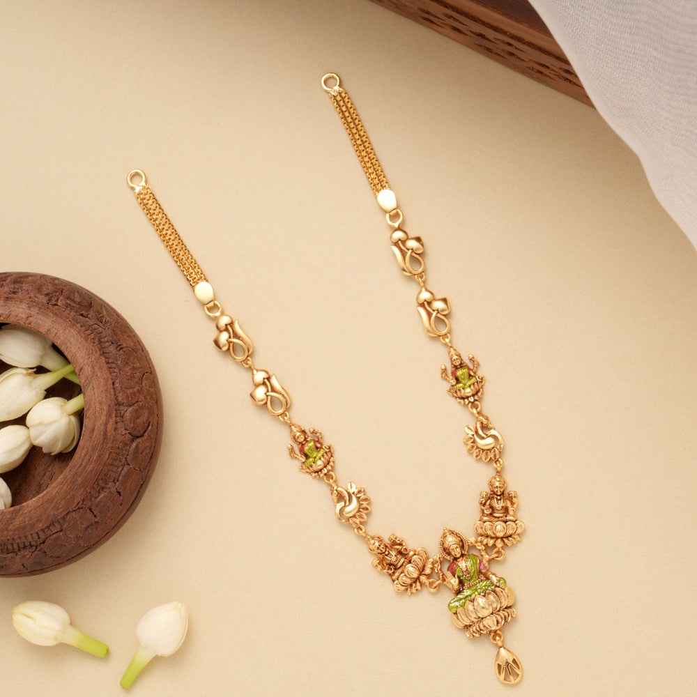 Royal Enamel Lakshmi Tear Drop Golden Necklace