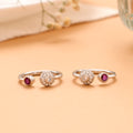 Fancy Ruby Crimson Halo Silver Toe Ring