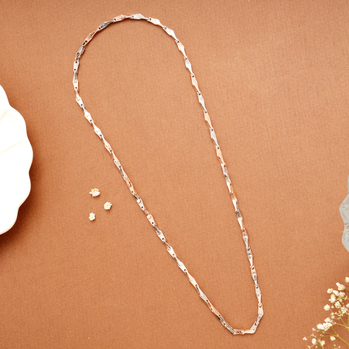 Ethnic Double Tone Link Silver Men’s Chain
