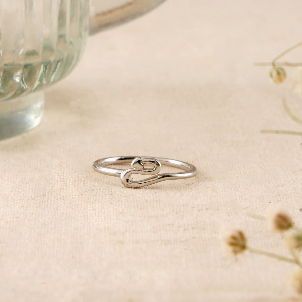 Unique Heart Curve Shape Silver Baby Ring