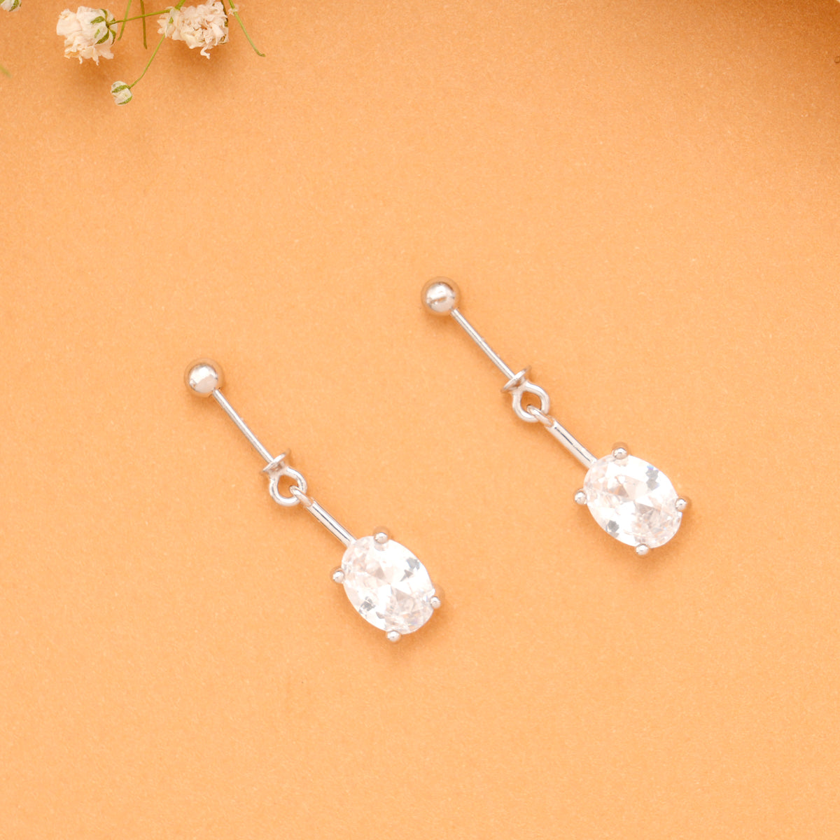 Classic Oval Shine Silver Koppu Earrings