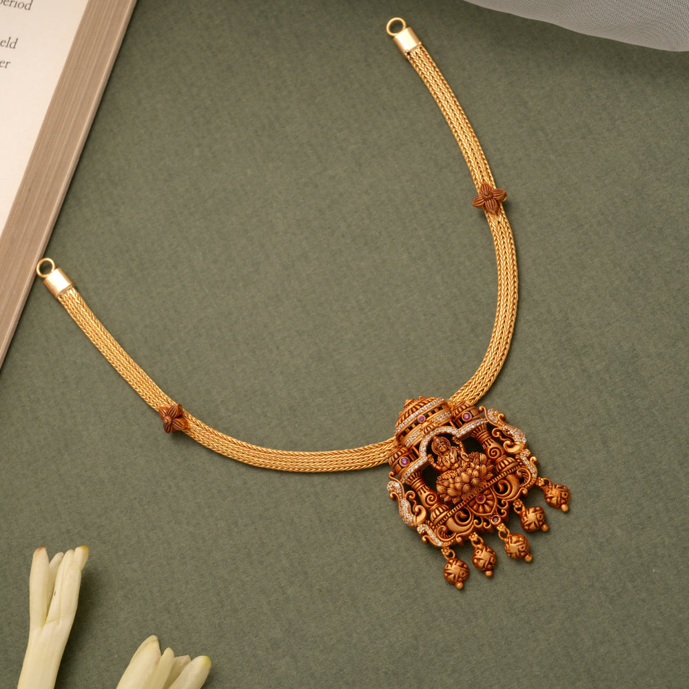 Temple Inspired Nagas Lakshmi Golden Necklace