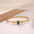 Sleek Square Emerald Floral Design Golden Kada