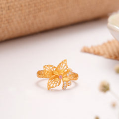 Blossom Floral Ruby Golden Ring