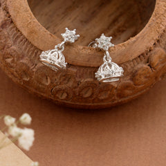 Flower Shape White Stone Silver Kammal