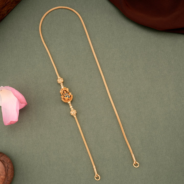 Floral Shape Golden Lakshmi Mugappu Chain
