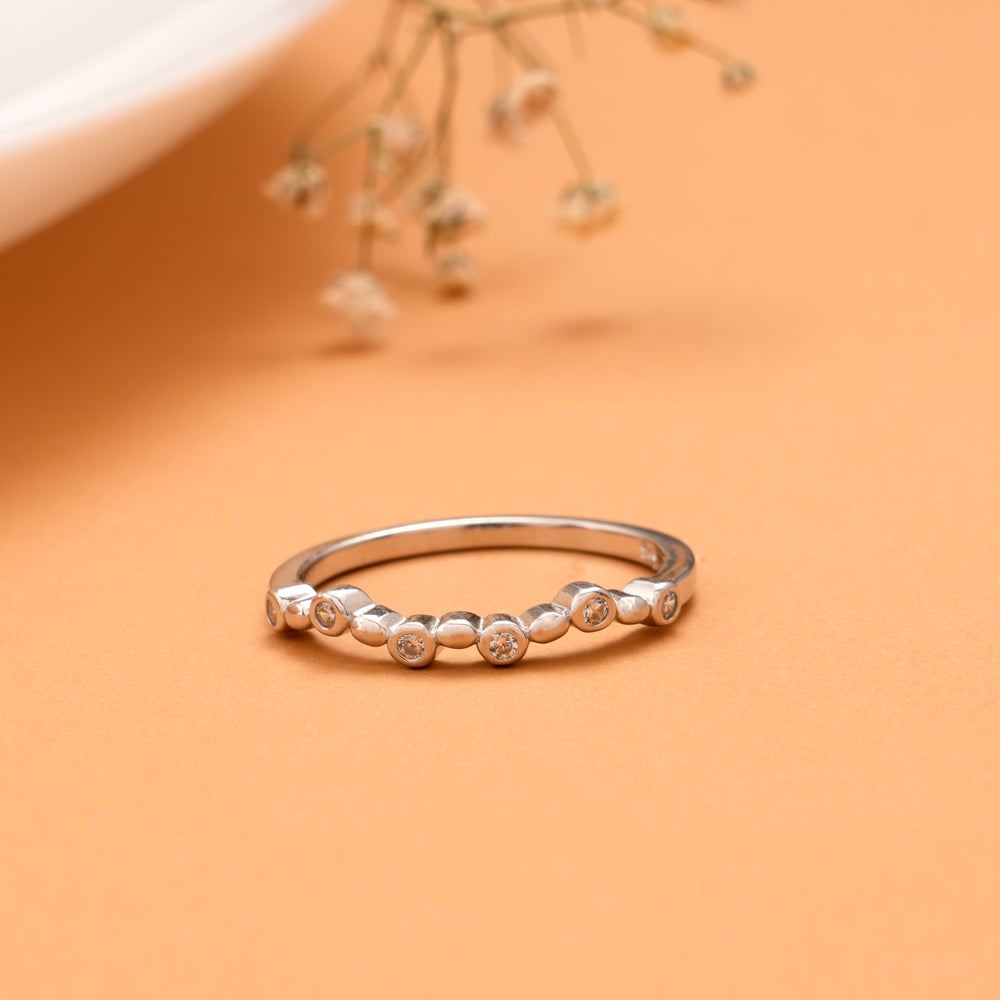 Bezel Set Bubble Band Silver Ring