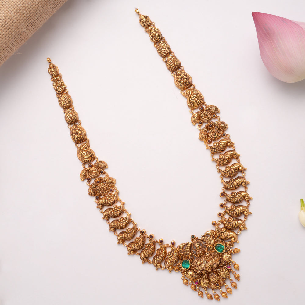 Beautiful Dhana Lakshmi Devi Emerald Golden Haram