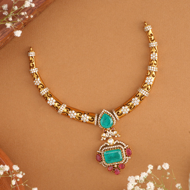 Elegant Ruby and Emerald Swarovski Necklace