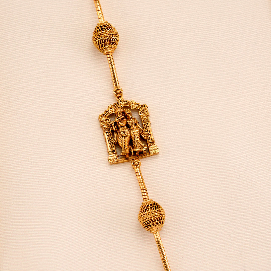 Antique Radha Krishna Silver Mugappu Chain