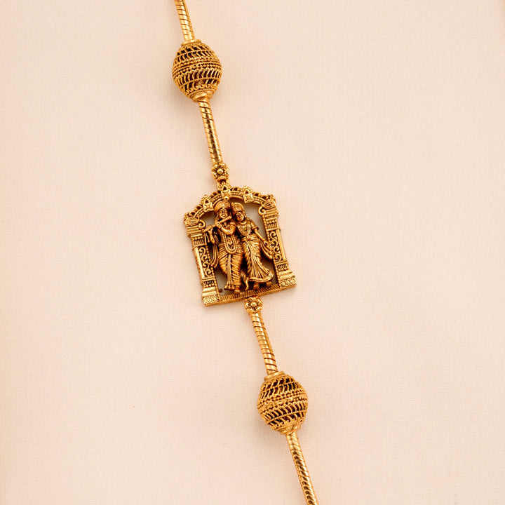 Antique Radha Krishna Silver Mugappu Chain