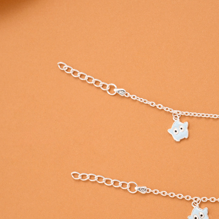 Minimal Mickey Mouse Silver Baby Anklets