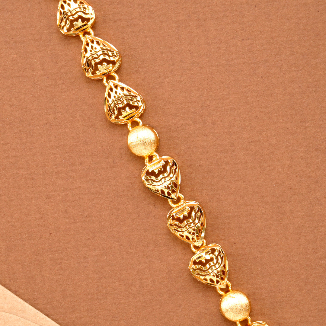 Circle Heart Shape Casting Golden Bracelet