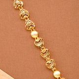 Circle Heart Shape Casting Golden Bracelet