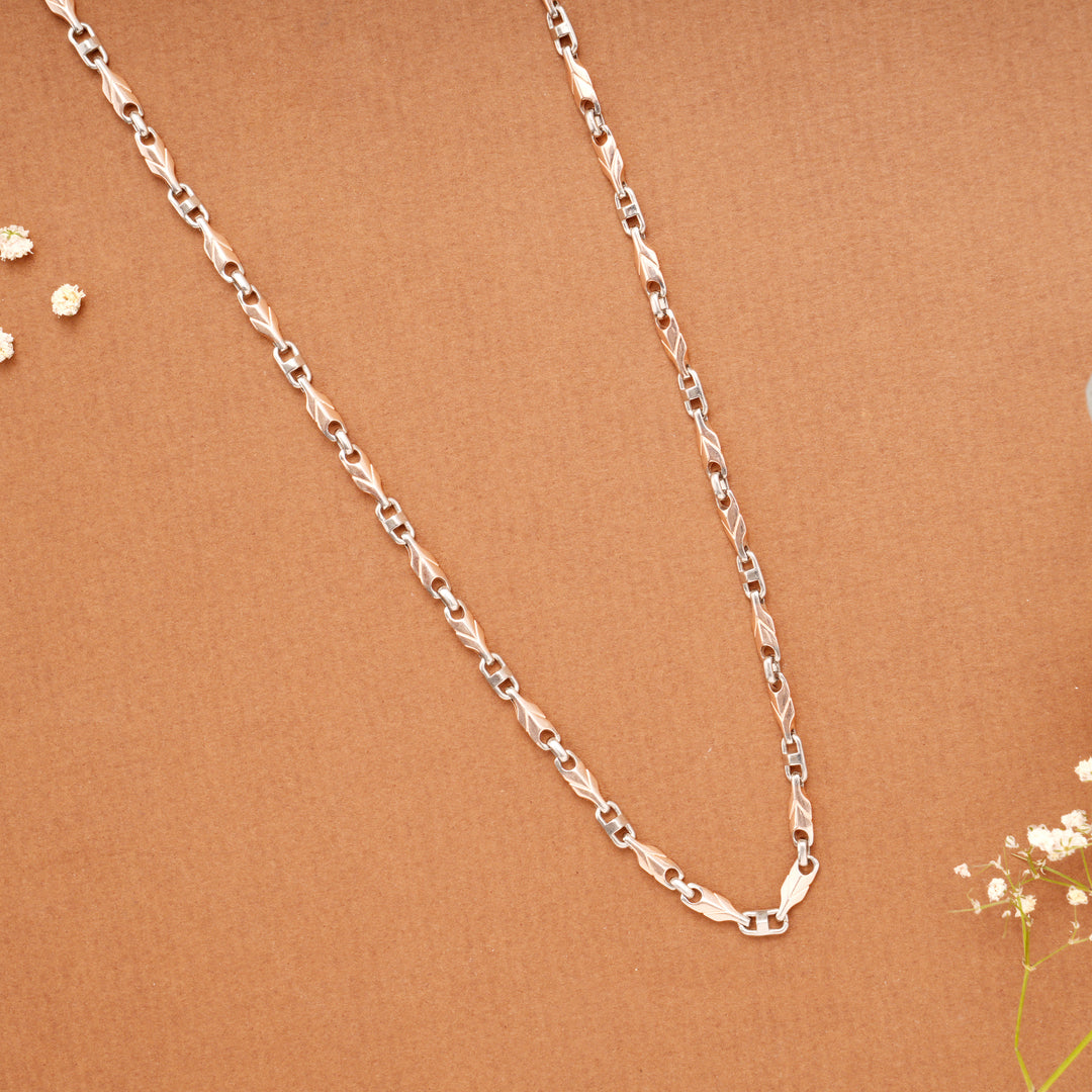 Dual Arrow Link Pattern Silver Men’s Chain