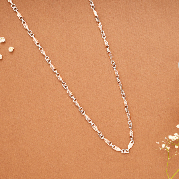 Dual Arrow Link Pattern Silver Men’s Chain