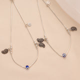 Mango Leaf Evil Eye Silver Anklet