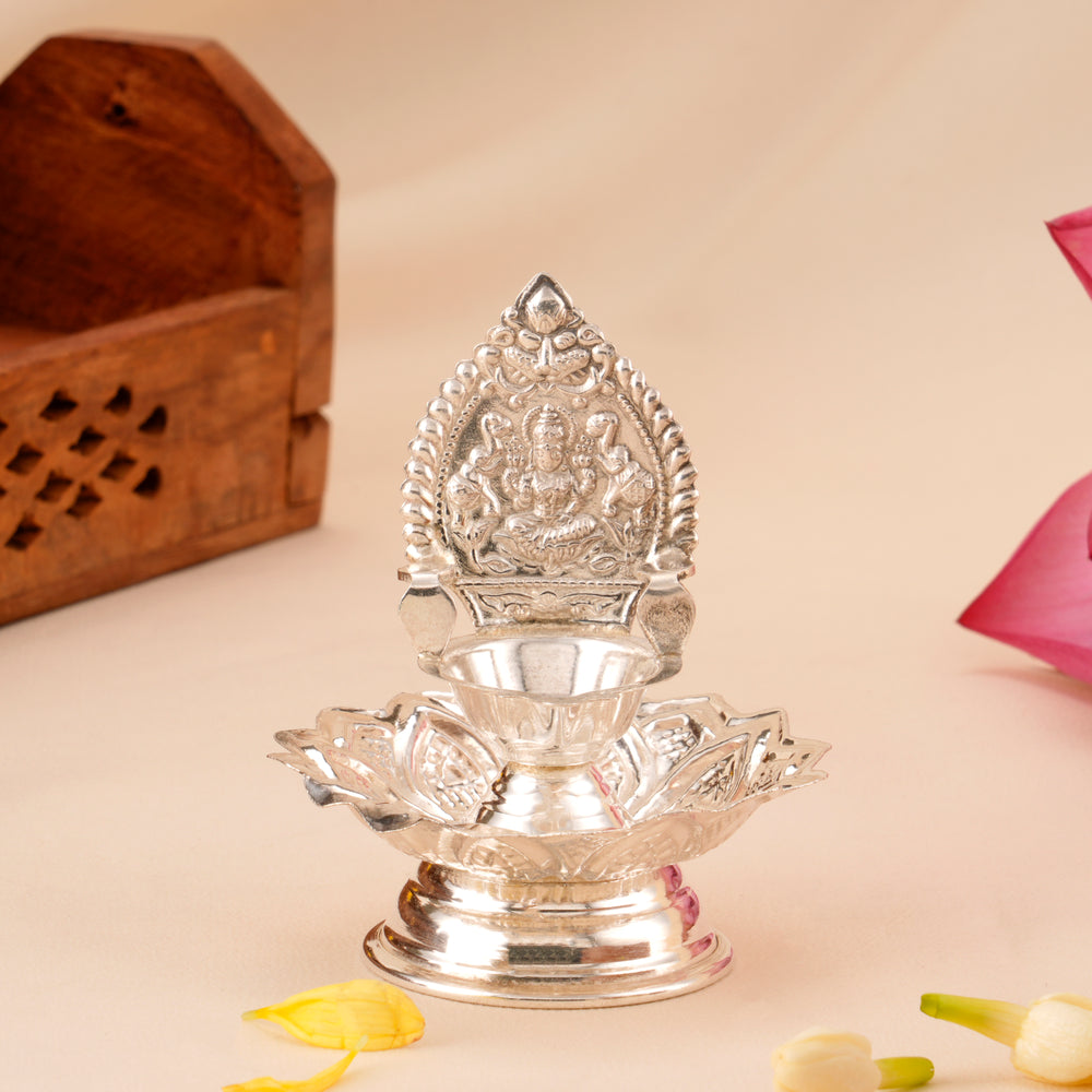 Devotional Silver Lakshmi Vilakku