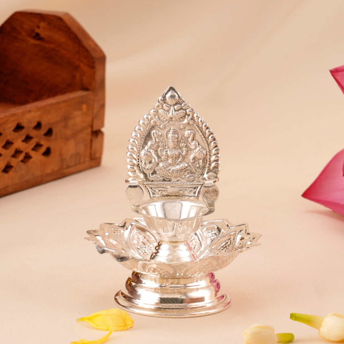 Devotional Silver Lakshmi Vilakku