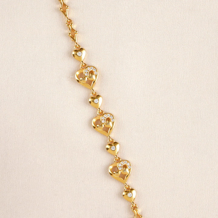 Heart & Blossom Silver Gold Plated Bracelet