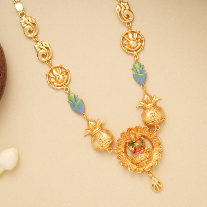 Blossom Lakshmi with Kalasam Design Golden Necklace