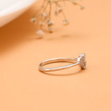 Twin Heart CZ Stone Silver Ring