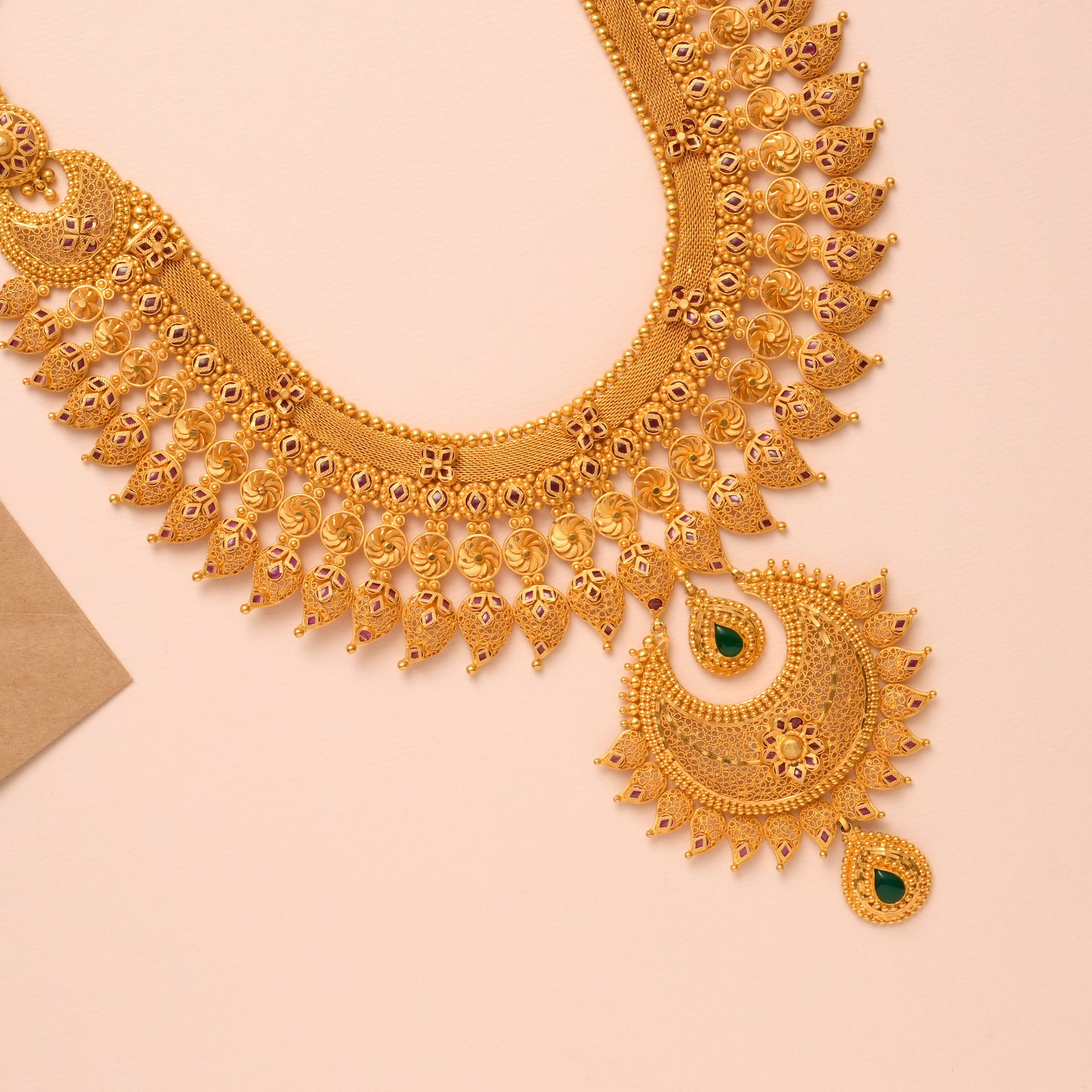 Traditional Gold Haram with Emerald Drop