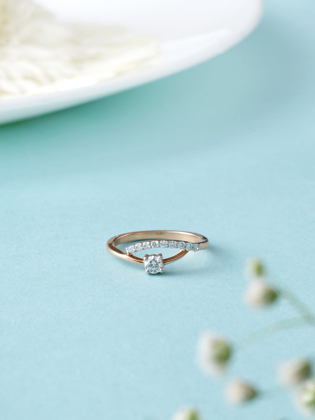 Rose Gold Diamond Abstract Ring
