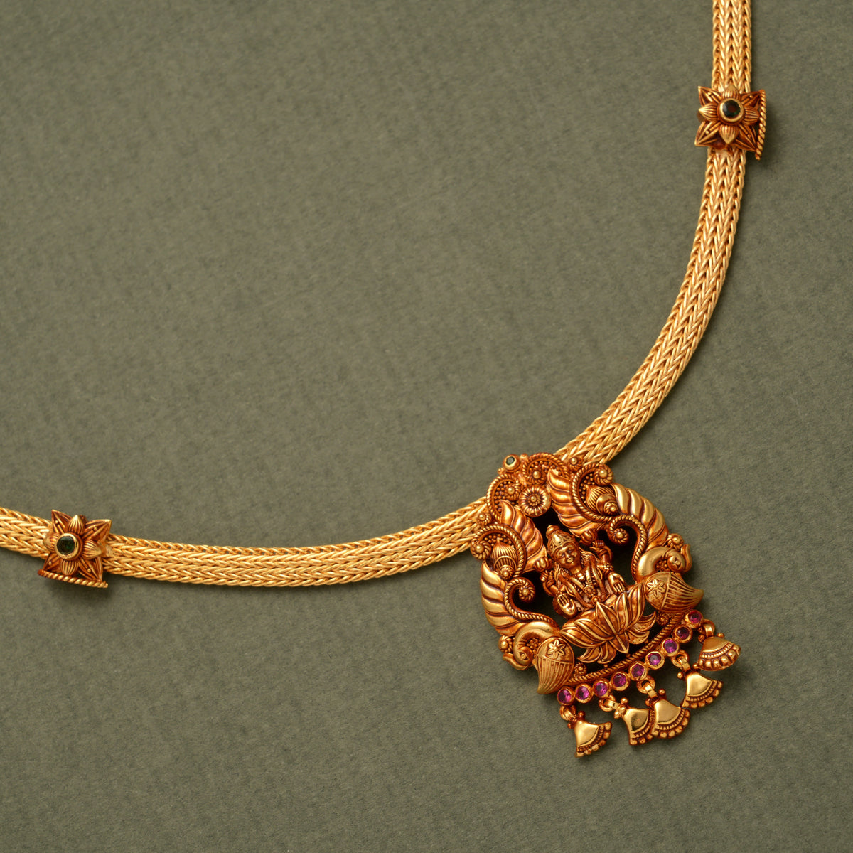 Divine Nagas Lakshmi Peacock Golden Necklace