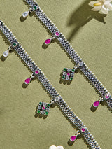 Elegant Floral Drops Antique Anklet