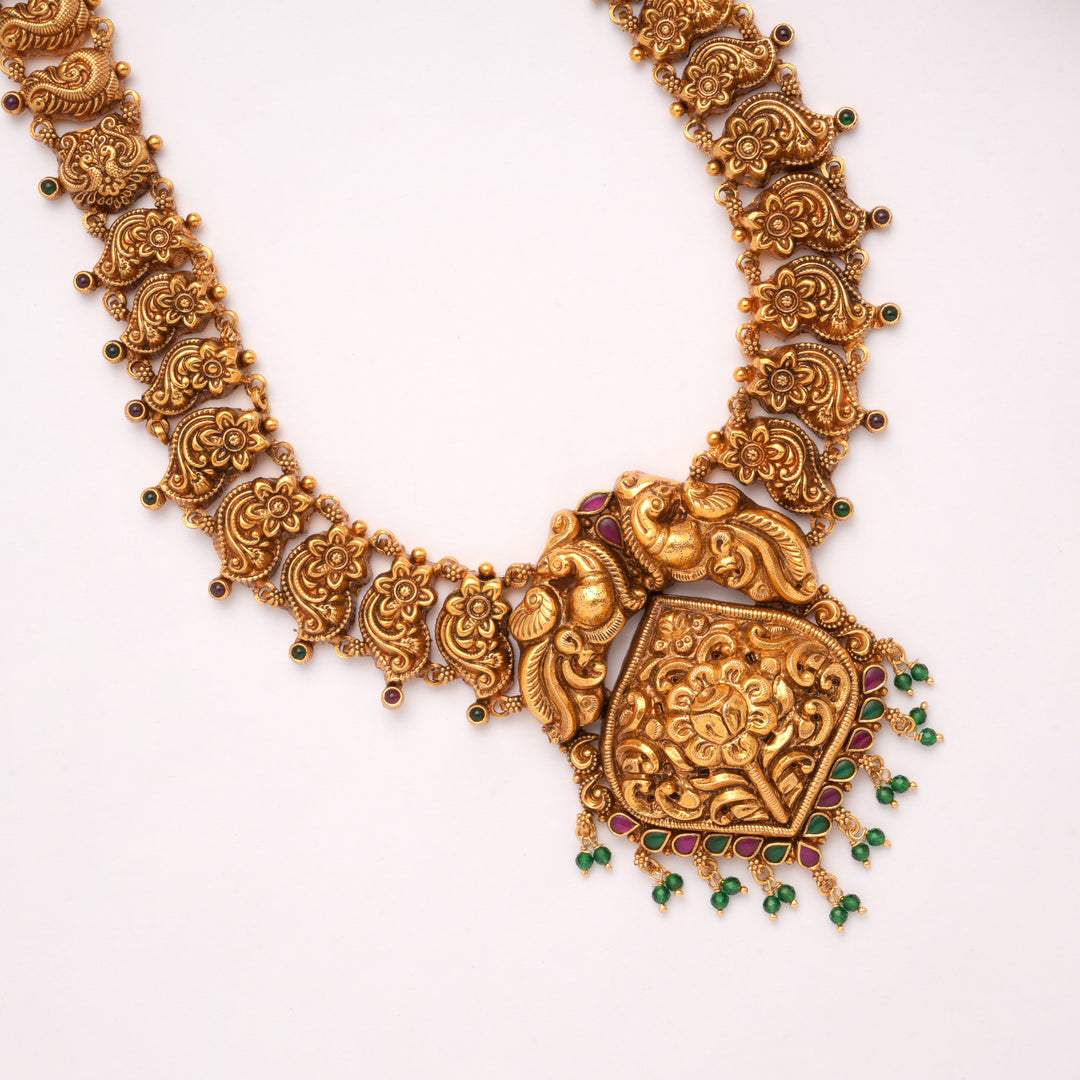 Premium Peacock Design Green Drops Golden Haram