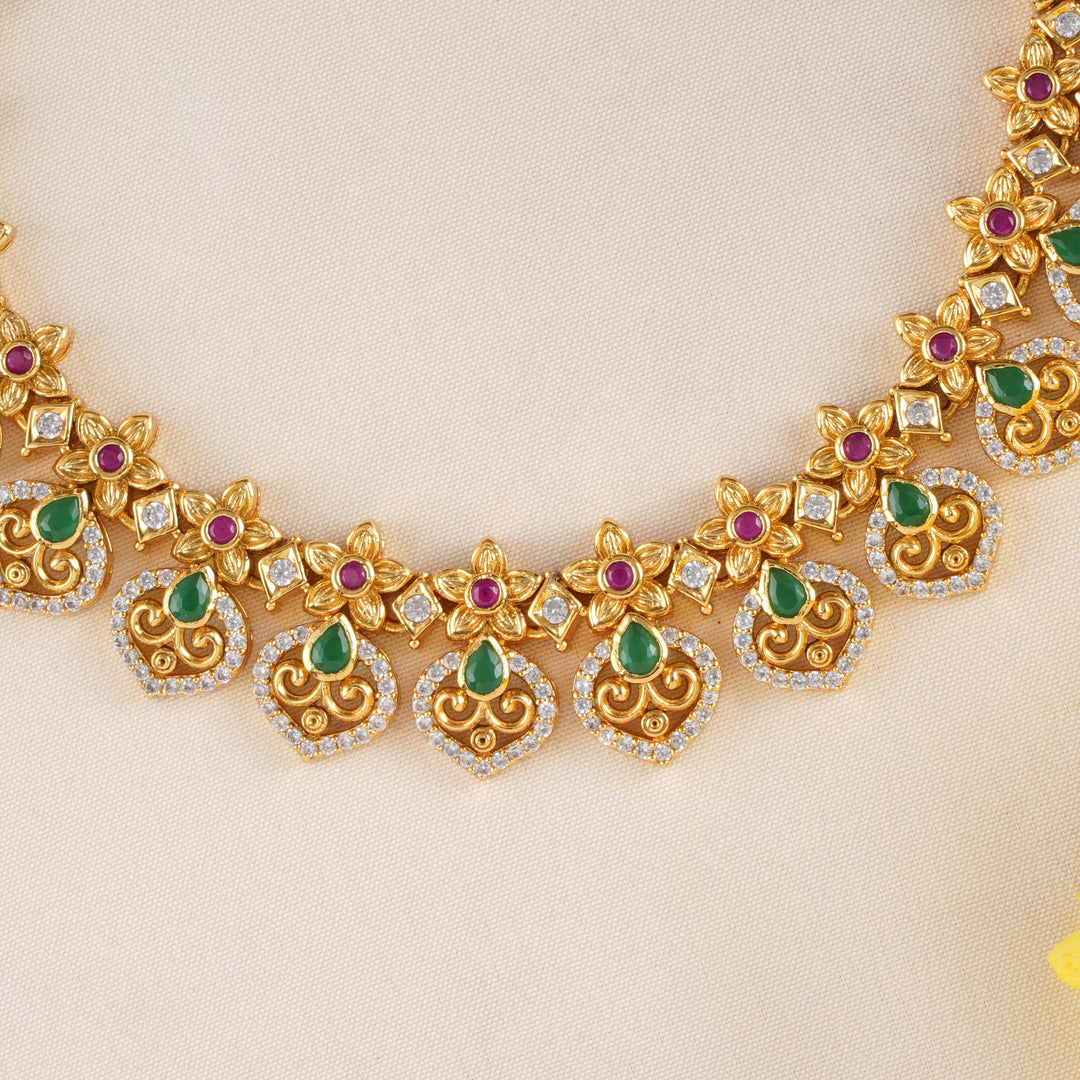Glamorous Double Floral Drop Necklace