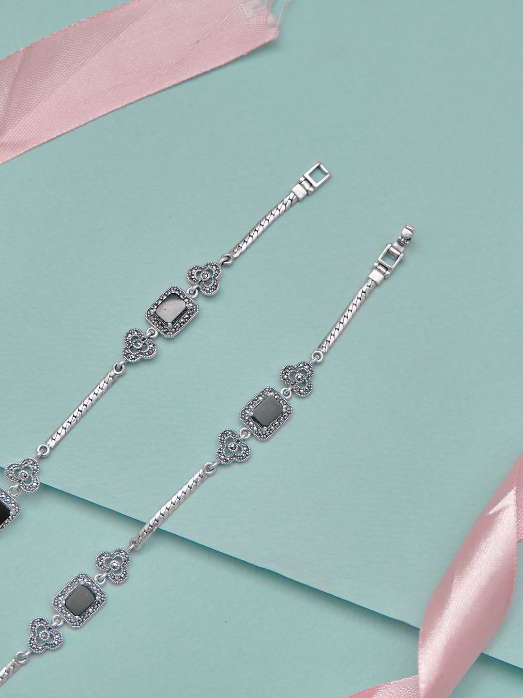 Royal Black Stone Fancy Anklet