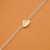 Elegant Pizza Charm Silver Baby Bracelet