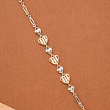 Stylish Dual Tone Heart Charms Silver Bracelet
