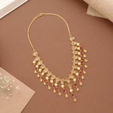 Ruby Stone Drops Casting Golden Necklace Set