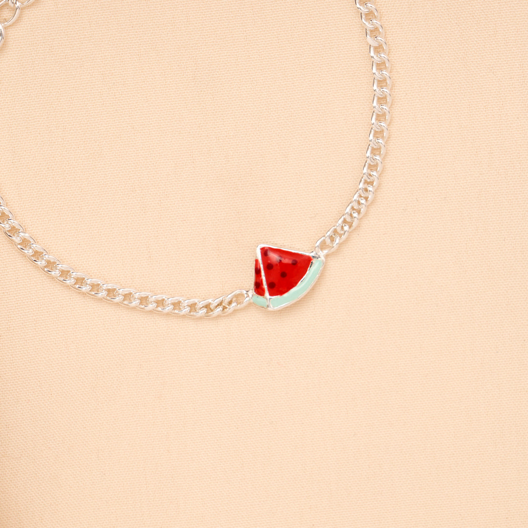 Watermelon Slice Enamel Baby Silver Bracelet