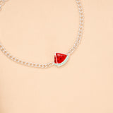 Watermelon Slice Enamel Baby Silver Bracelet