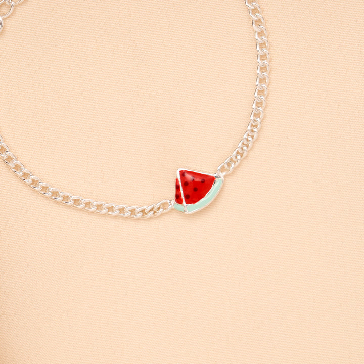 Watermelon Slice Enamel Baby Silver Bracelet