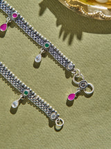 Elegant Floral Drops Antique Anklet
