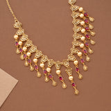Ruby Stone Drops Casting Golden Necklace Set