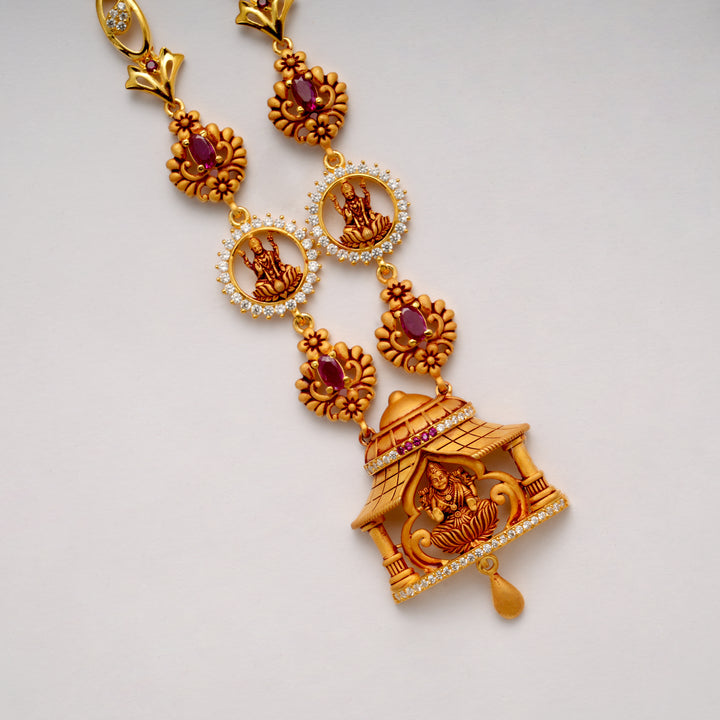 Divine Lakshmi Paper Casting Golden Necklace Set