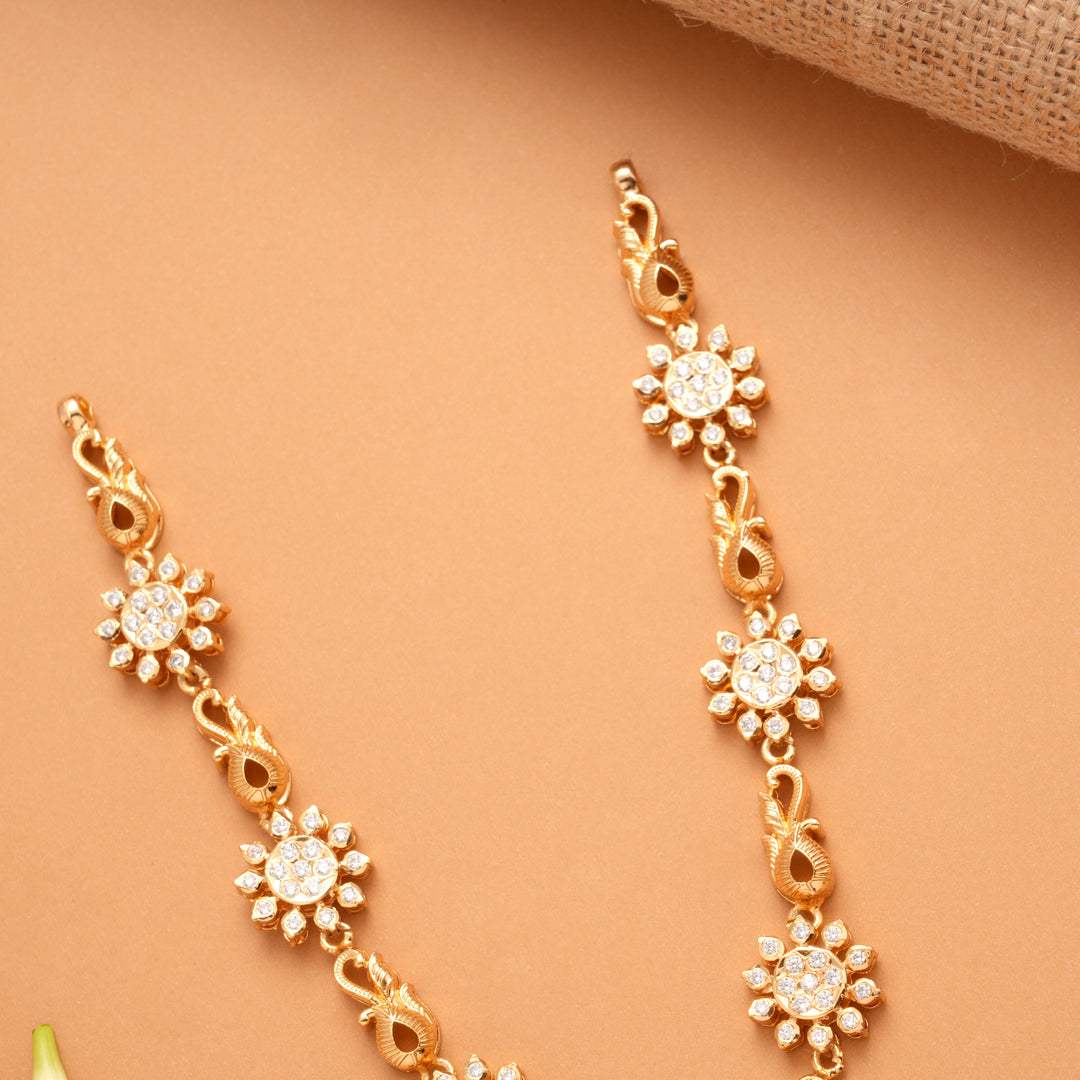 Traditional White Stone Centre Ruby Golden Necklace